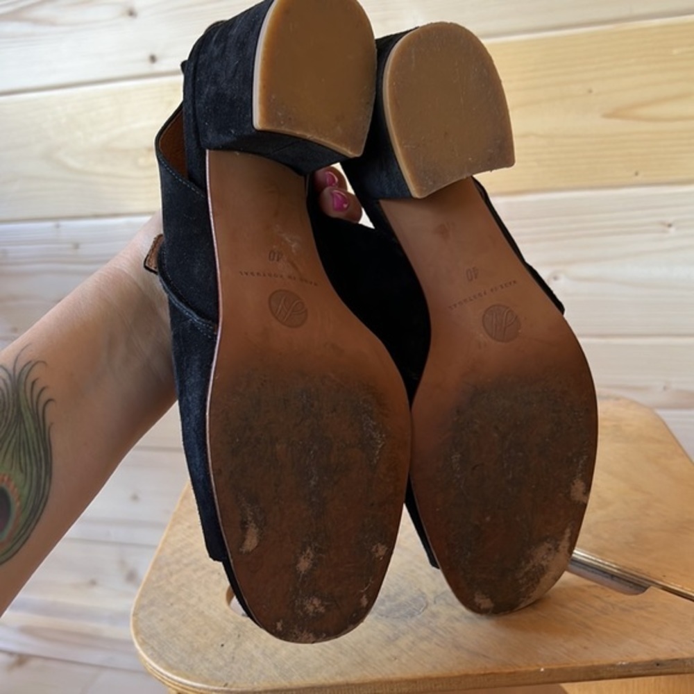 🖤🖤🖤Hudson Shoes heels sandals black 40 / 9 suede buckle RONA - Picture 5 of 9